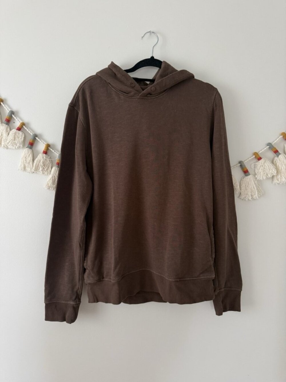 Outerknown Brown Wash Pullover Snap Hoodie Casual Comfy Loungewear Basic Men’s M